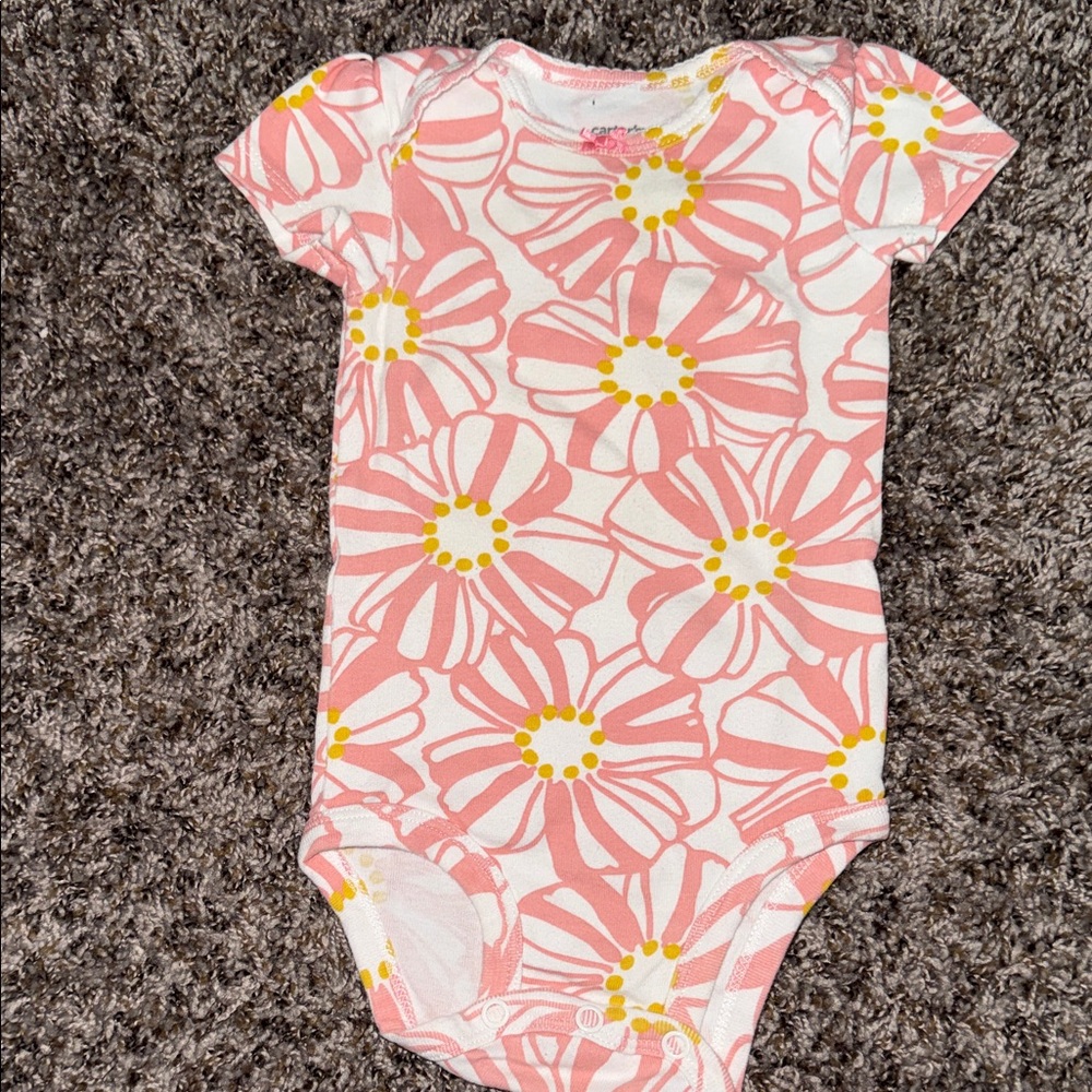Carter's Pink and Yellow Floral Bodysuit